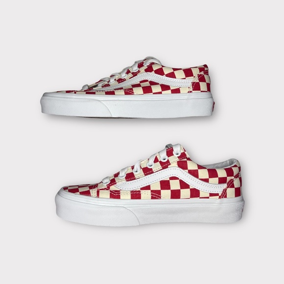Vans Old School Red Allover Checkerboard Sneakers - Picture 6 of 7